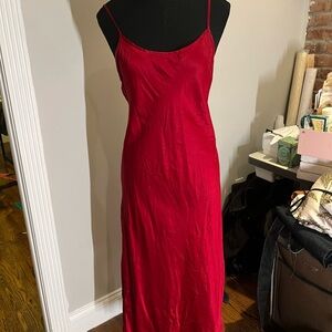 Intimissimi Red Satin Slip Dress - Spaghetti Strap